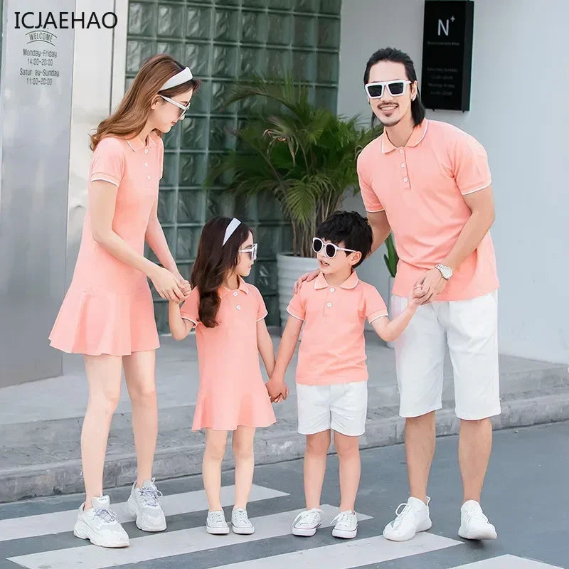 2025 Summer Fashion Family Matching Set Mother Daughter DressVacation Attire for All Father Son T-Shirt Outfit Cute Beachwear
