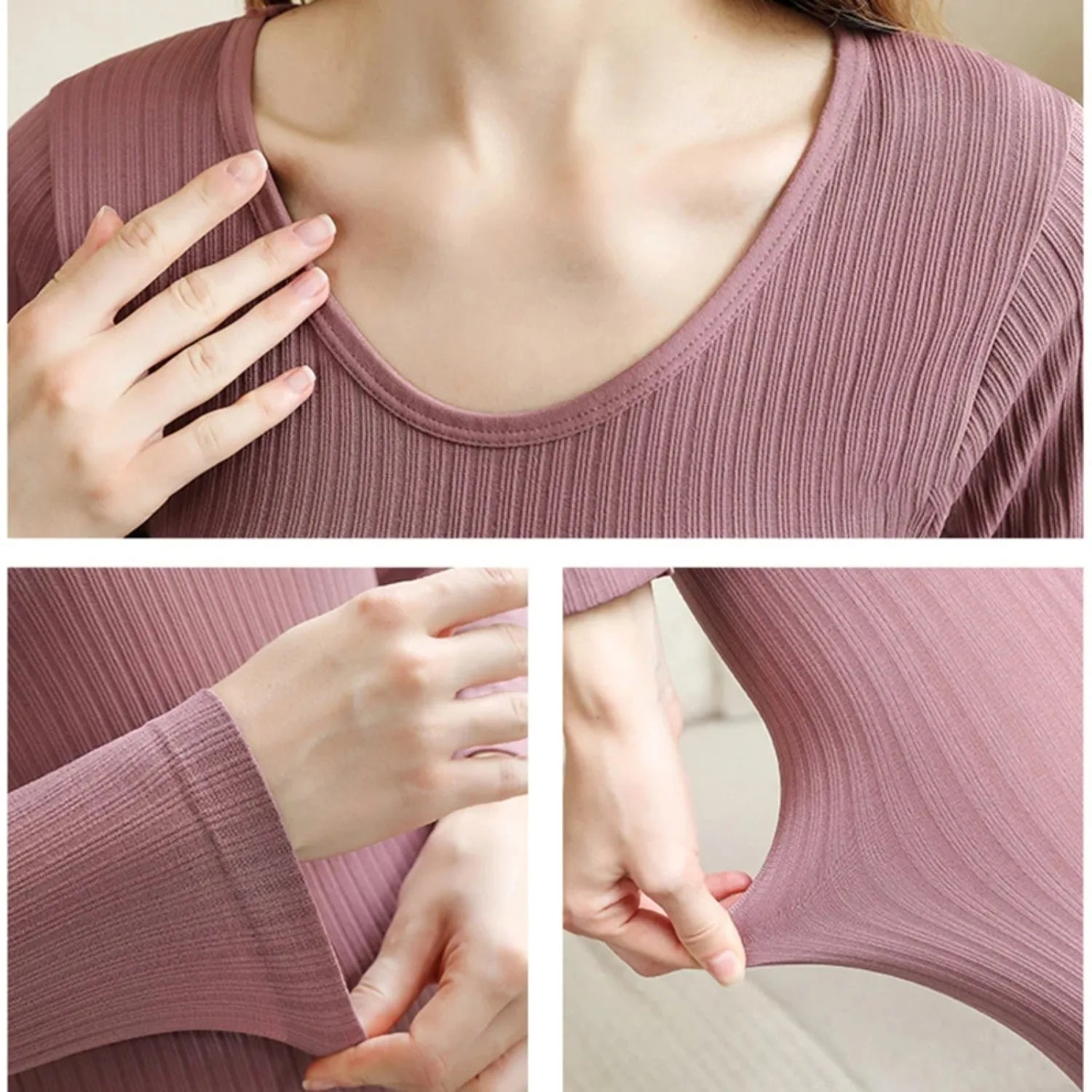 1 Set Warm Thermal Underwear Sexy Ladies Intimates Long Johns Women Shaped Sets Female Middle Collar Thermal Shaping Clothes