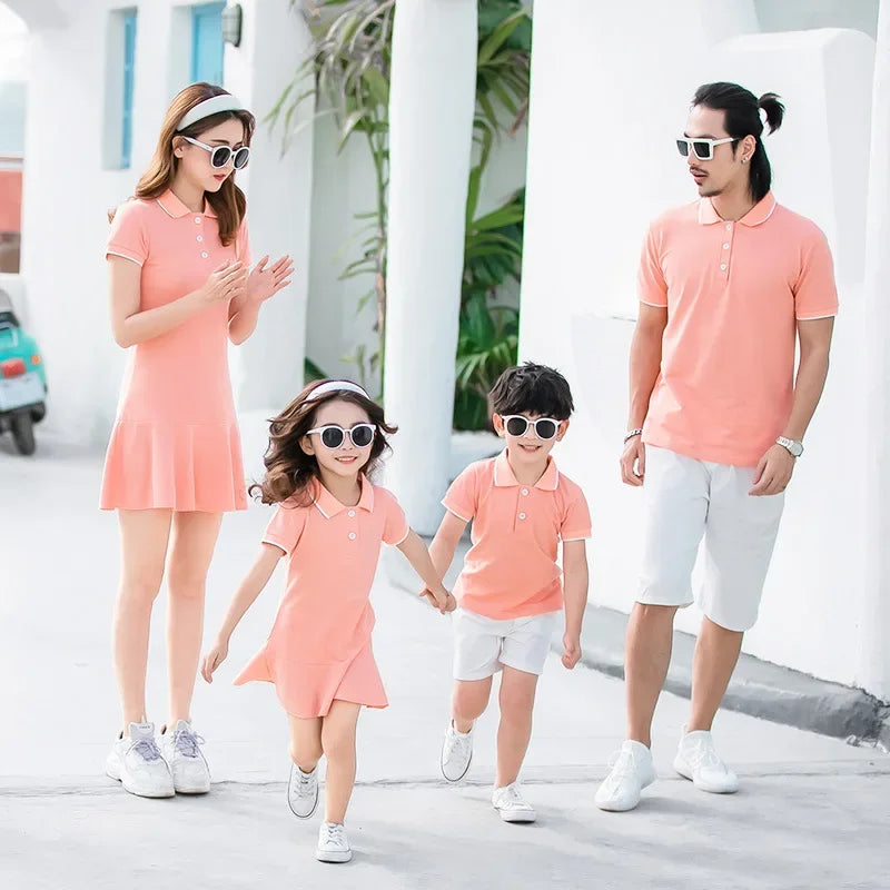 2025 Summer Fashion Family Matching Set Mother Daughter DressVacation Attire for All Father Son T-Shirt Outfit Cute Beachwear