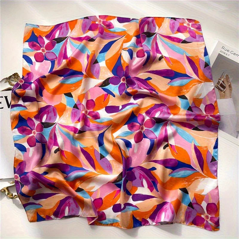1PC 68cm Graffiti Printed Scarf Women'S Autumn and Winter Polyester Fiber Scarf Fashion Versatile Clothes Bag Accessories Scarfs