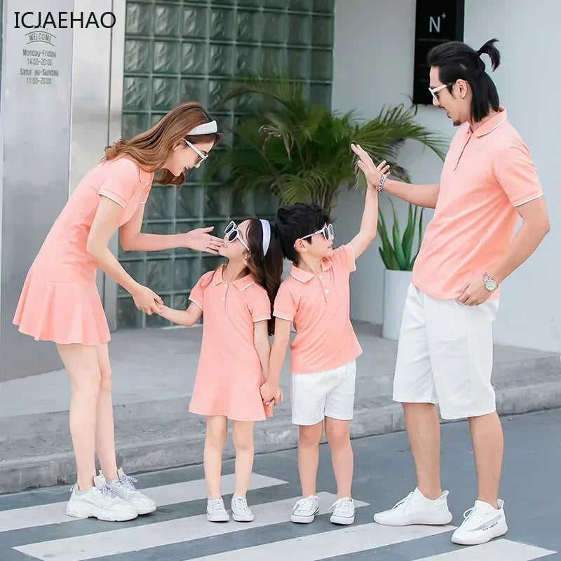 2025 Summer Fashion Family Matching Set Mother Daughter DressVacation Attire for All Father Son T-Shirt Outfit Cute Beachwear