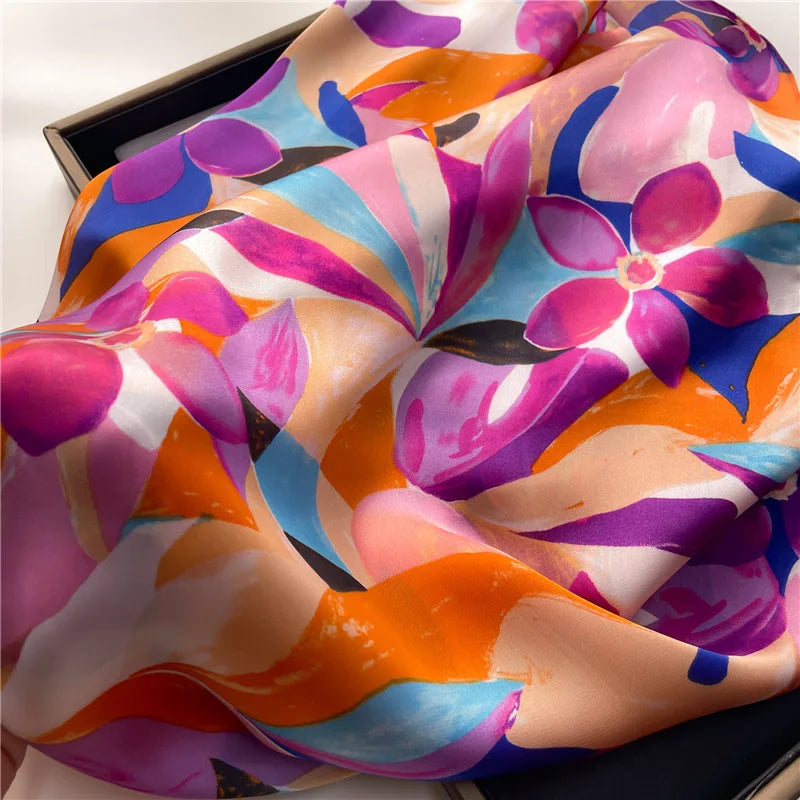 1PC 68cm Graffiti Printed Scarf Women'S Autumn and Winter Polyester Fiber Scarf Fashion Versatile Clothes Bag Accessories Scarfs